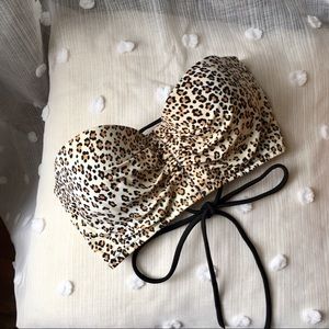 Victoria’s Secret leopard print strapless swim top